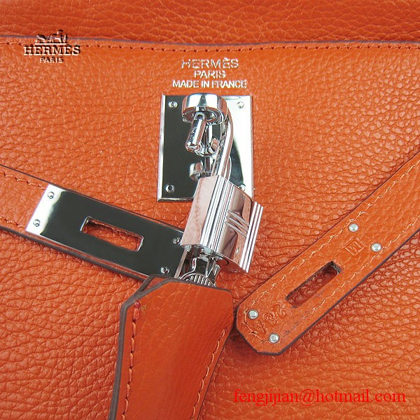 Hermes Kelly 32cm Togo Leather Bag Orange 6108 Silver Hardware